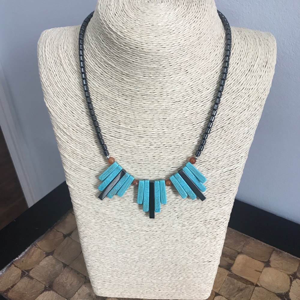Necklace. Statement accent piece, exotic stone